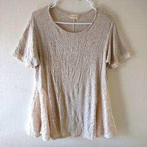 Altar'd State short sleeved ribbed lace insert flowy top size M
